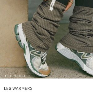 2 Joah Brown Leg Warmers/army green and whitish cream color